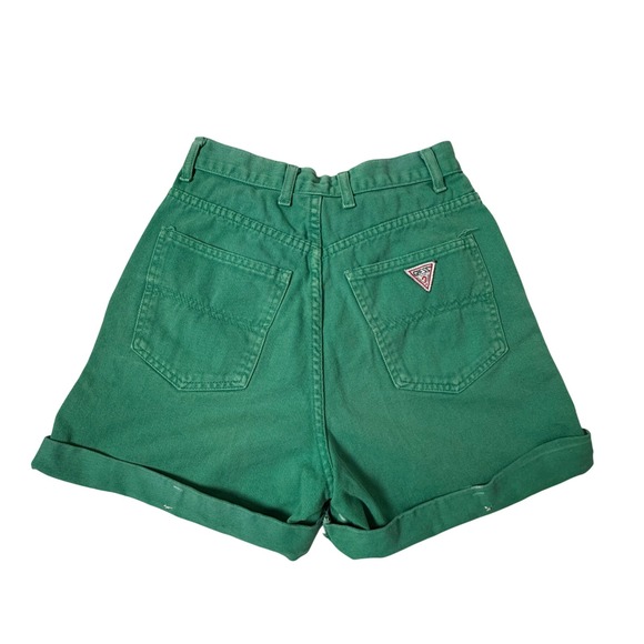 Guess Pants - Vintage Guess Denim Shorts Womens 28 Green Excellent Vintage High Waist Cuffed